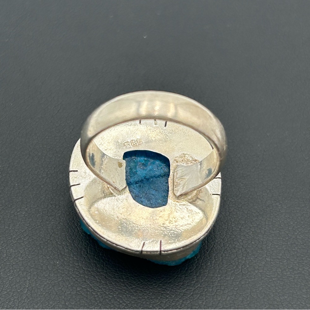 Sterling Silver Light Blue Druzy Stone Ring - Picture 4 of 5